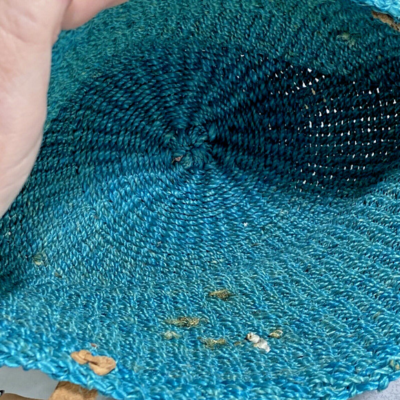 Unique Woven Bucket Market Bag Tote Purse Aqua Blue Shoulderbag Leather Straps - Picture 8 of 8